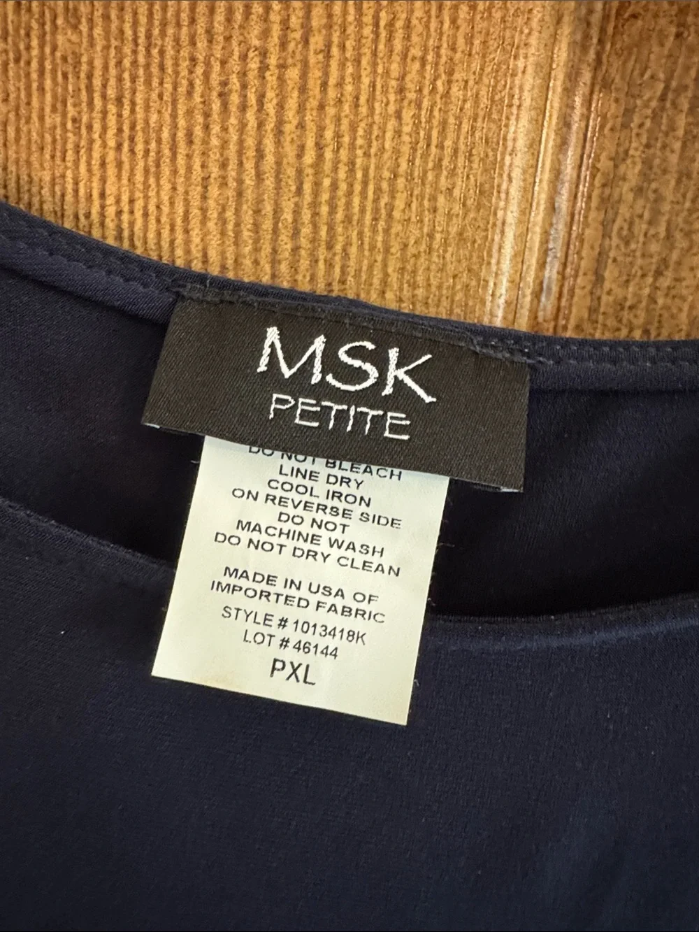 MSK Navy Long-Sleeve Dress with Pearl DotSparkle Sleeves NEW W/O TAGS/never worn - Picture 2 of 4